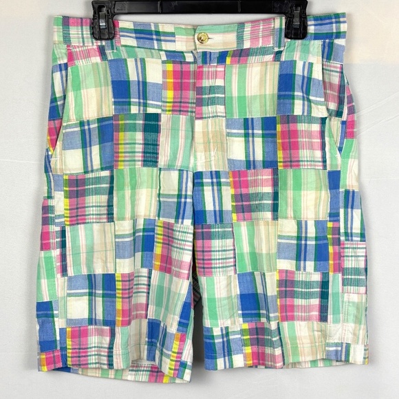 Cape Madras Cotton Patchwork Pastel Bermuda Shorts Women Sz 4 Preppy Lightweight - Picture 1 of 8